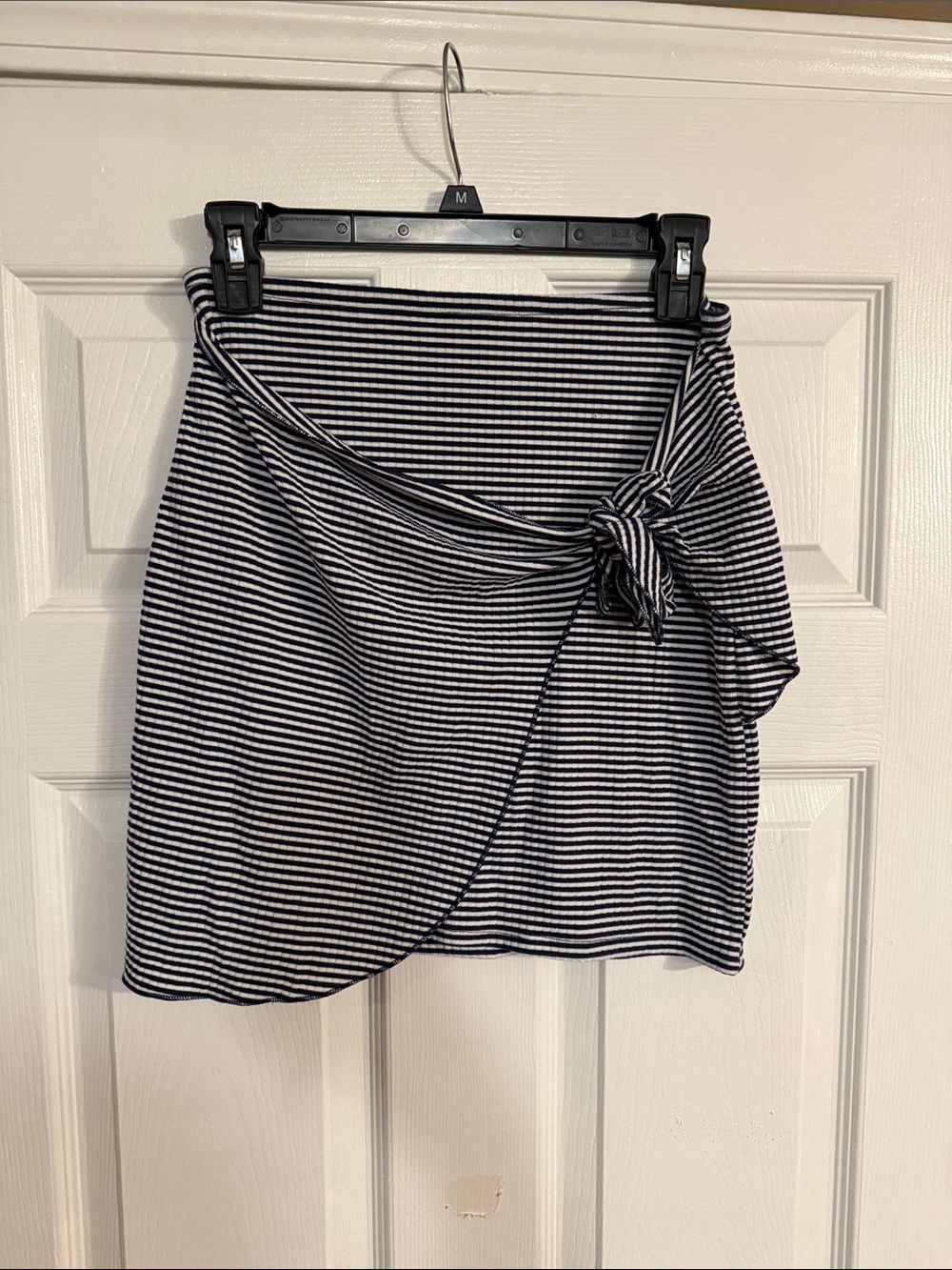 Striped Wrap Skirt in Navy and White